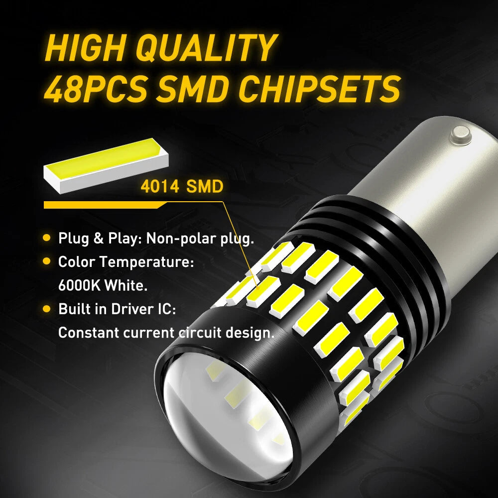 AUXITO 4X White Reverse Backup Lights BA15S P21W 7506 7506L 1156 LED Bulbs EOA AUXITO