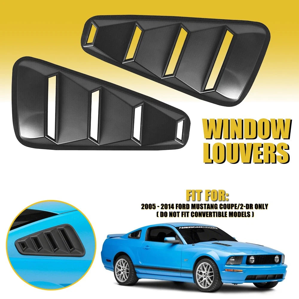 For Mustang Ford 2005-2014 2Pcs 1/4 Quarter Side Window Louvers Scoop Cover Vent 6B93BC-57