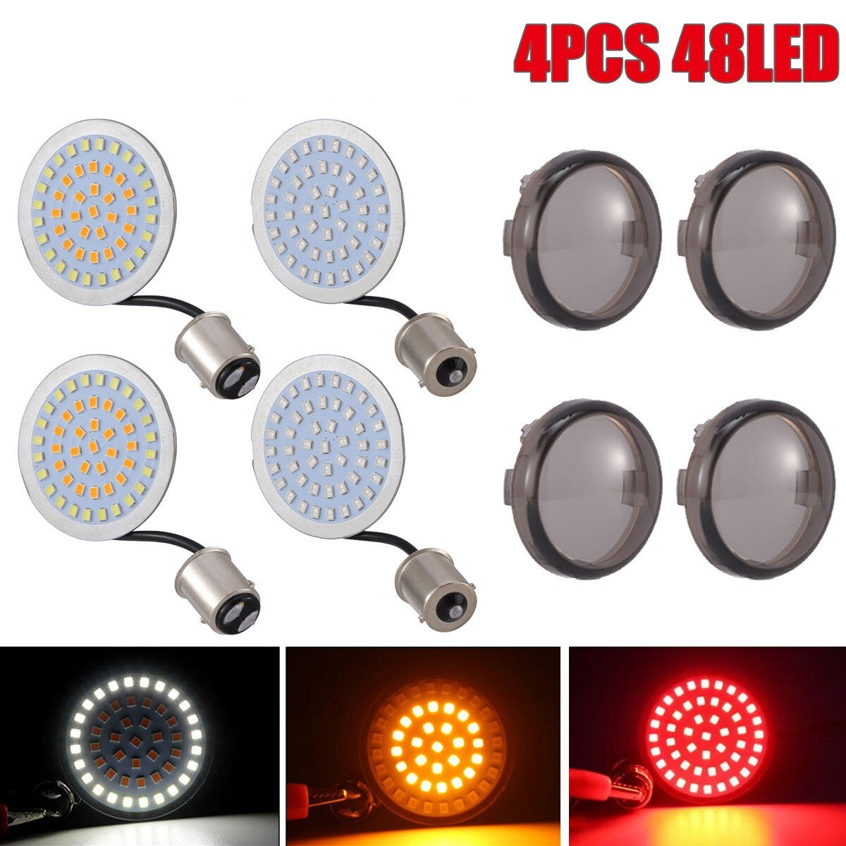 4PCS LED Turn Signal Lights fit Harley Softail Dyna Sportster Touring Tri Glide