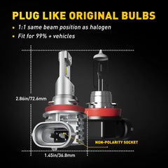 H11 LED Headlight Super Bright Bulbs Kit 6000K White 30000LM High/Low Beam US 6B93BC-57