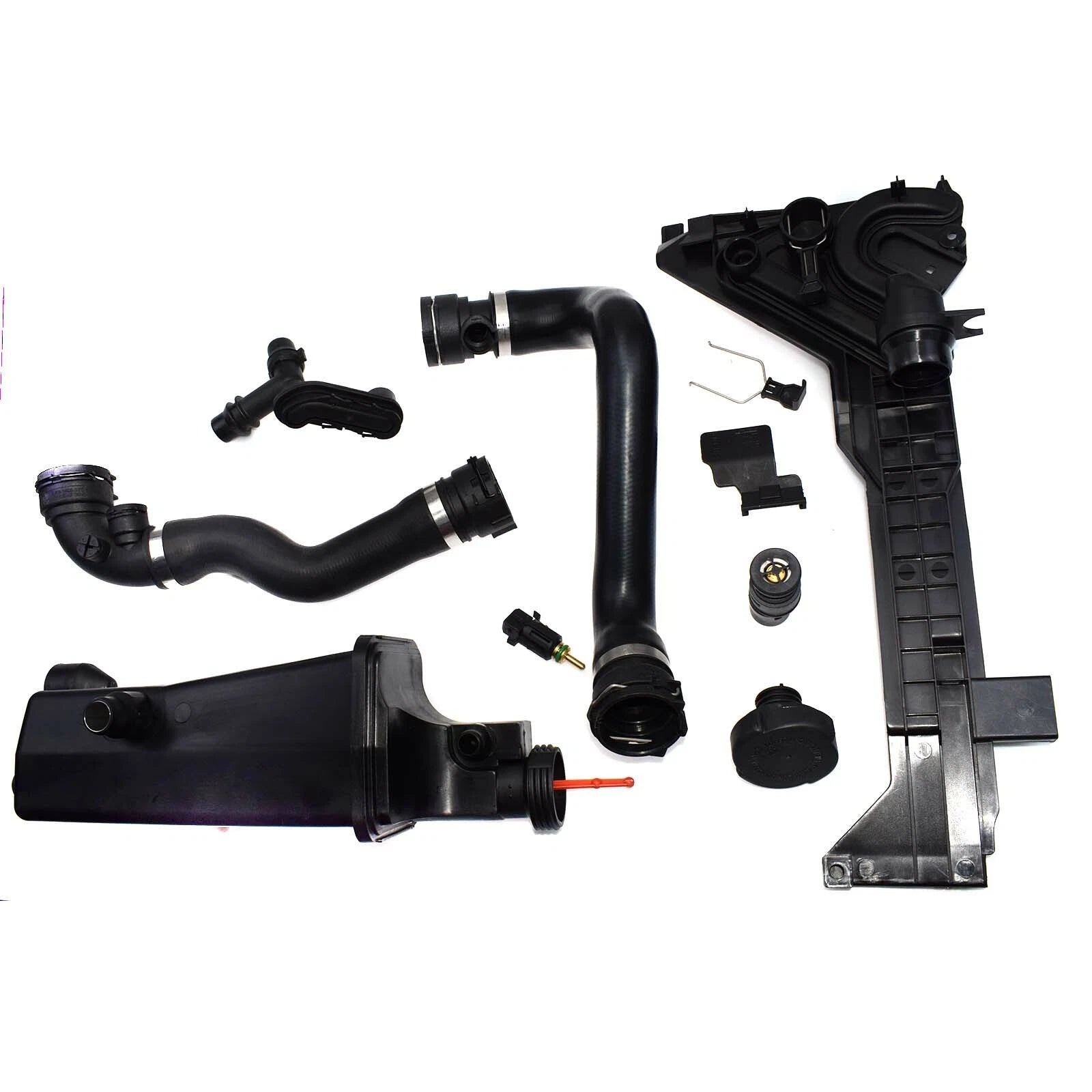 8Pcs Expansion Tank Mounting Plate Hose Thermostat Sensor Kit For BMW E46 X3 X5 6B93BC-57