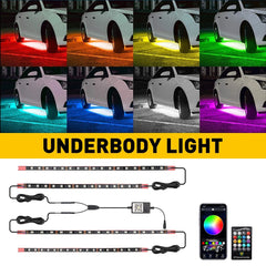 4 pcs RGB Under Car Strip Light Kit 210 LED Neon Tube Underglow Underbody System 6B93BC-57