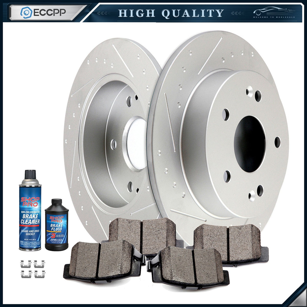 For 1997 1998 1999-2001 Honda Prelude Rear Slotted Brake Rotors And Ceramic Pads KOEEP