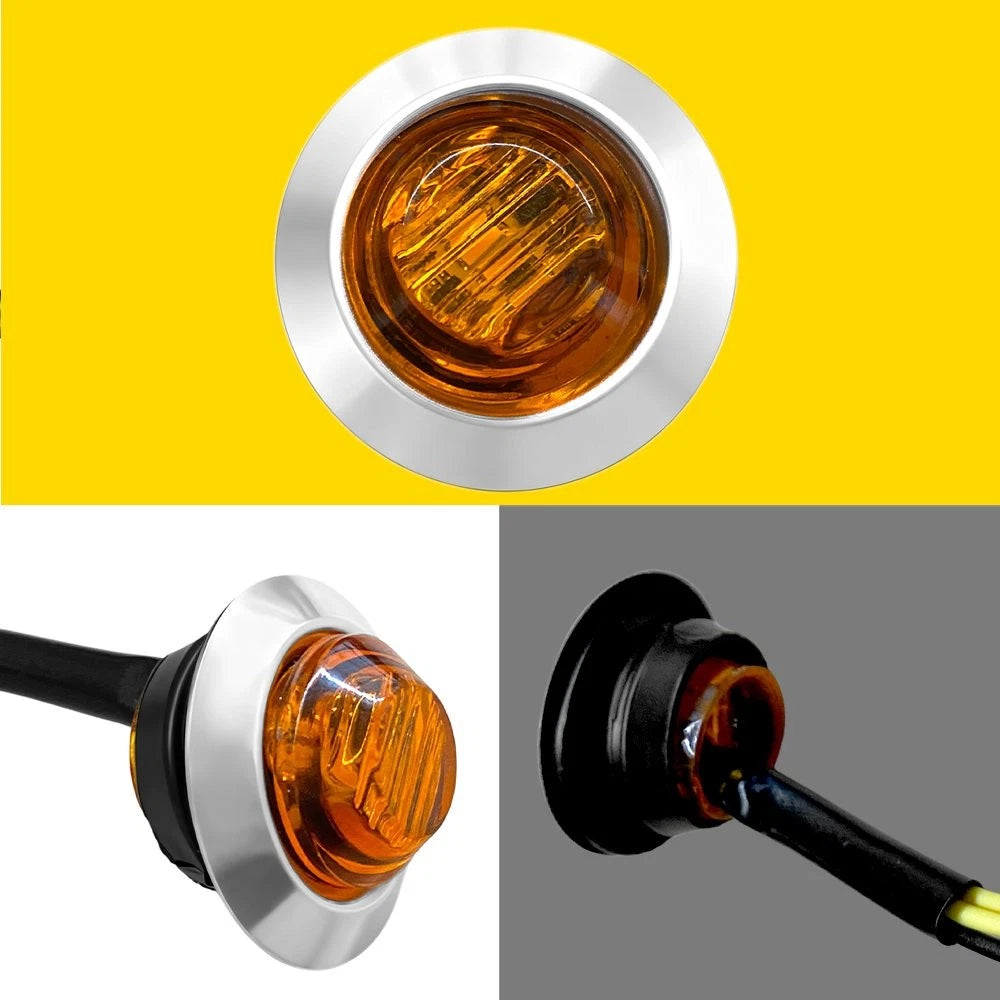 10X 3/4" 12-24V Marker Lights LED Truck Trailer Round Side Bullet Amber Strobe A 6B93BC-57