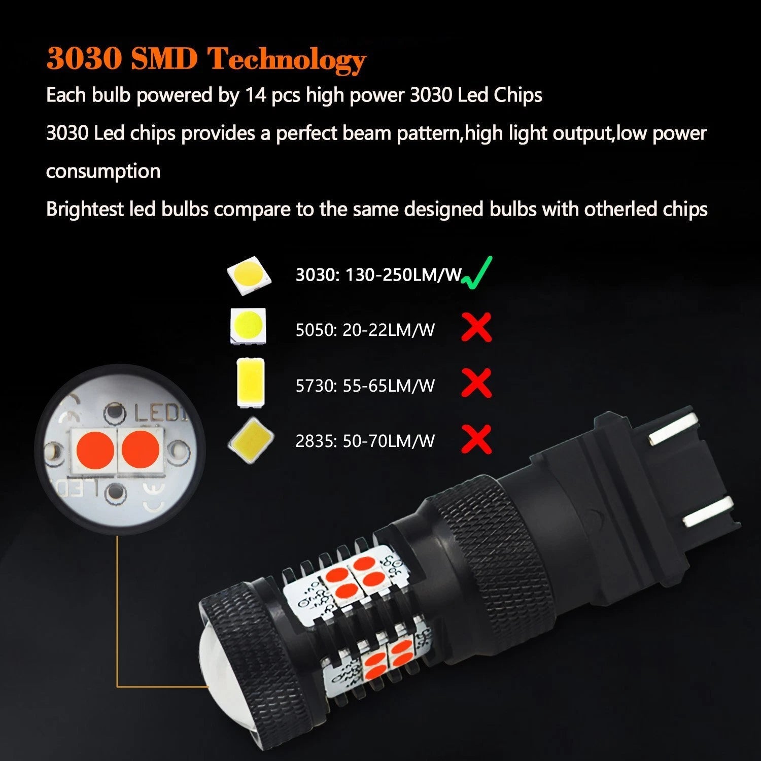 2X AUXITO 3157 3156 3057 Brake stop Tail Light Bulb Super Red LED 14K For GMC EA AUXITO