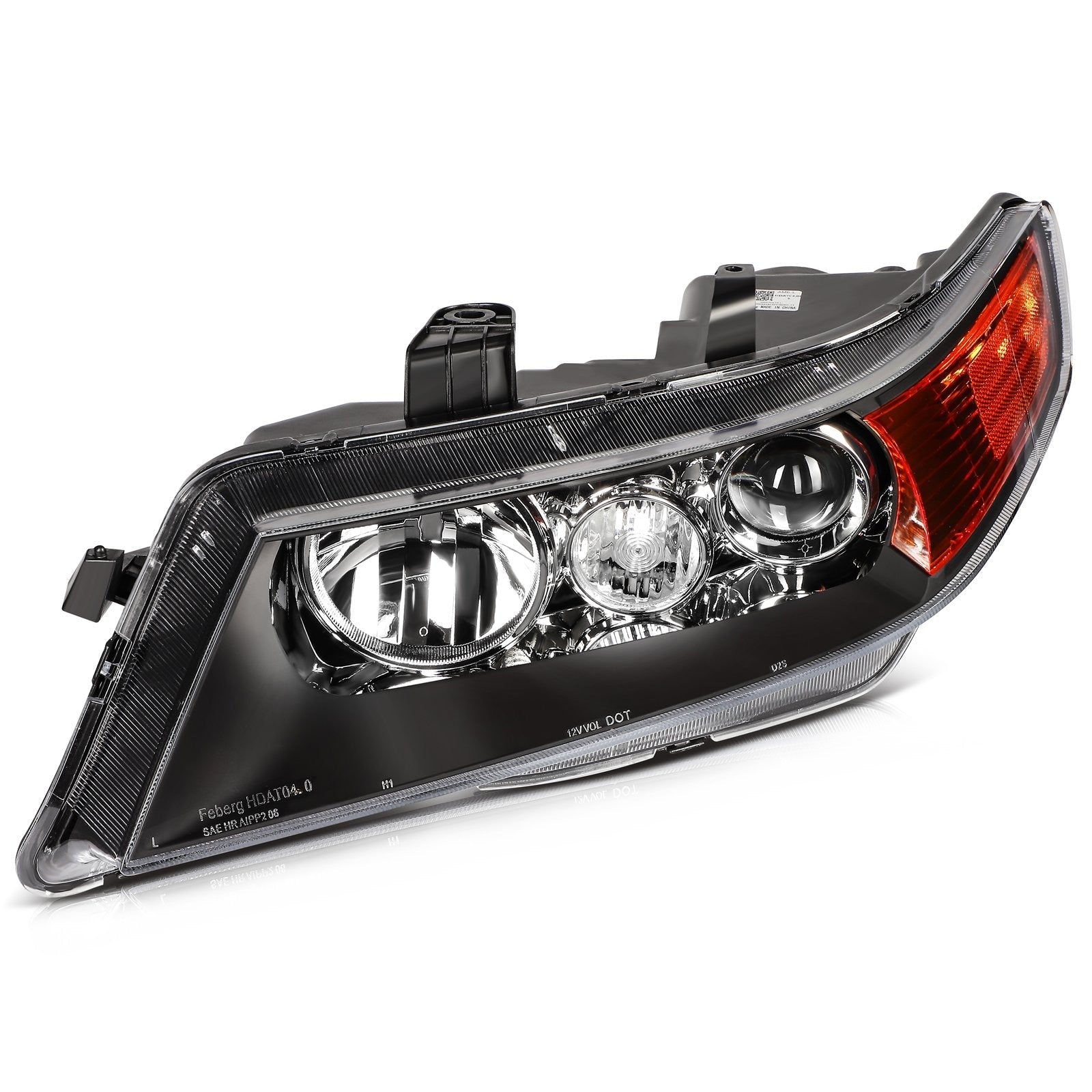Pair Halogon Headlights Assembly For 2004-2008 Acura TSX Base 2.4L Black Amber 6B93BC-57