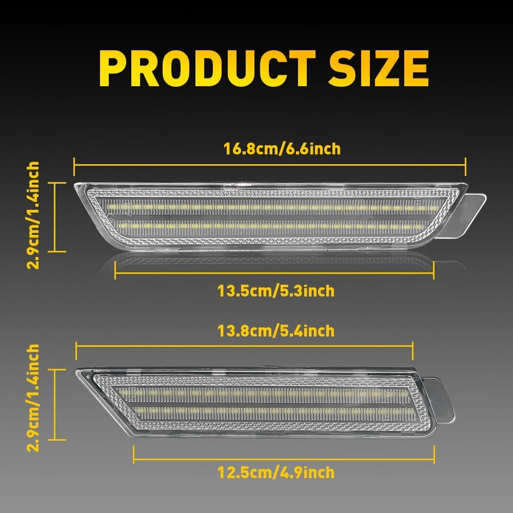 [WHITE LED] Front&Rear Fender 10-15 Lamp Chevy Camaro Chrome Marker Side Lights 6B93BC-57