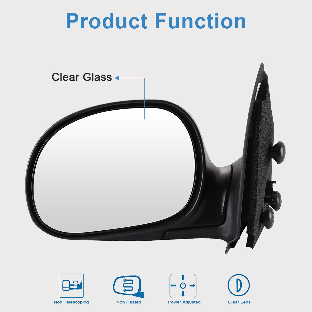 Driver Side Power Mirror For 1997-2004 Ford F150 Manual Fold Black 6B93BC-57