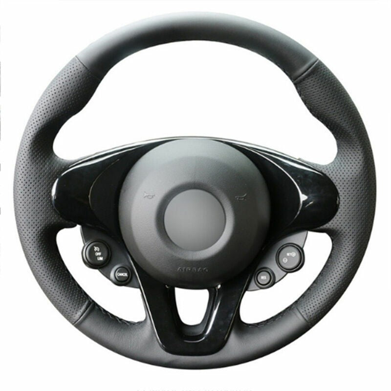 Top Leather Steering Wheel Hand-stitch on Wrap Cover For Smart Fortwo Forfour