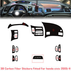 Interior Center Console Carbon Fiber Molding Sticker Decals For Honda civic 8th