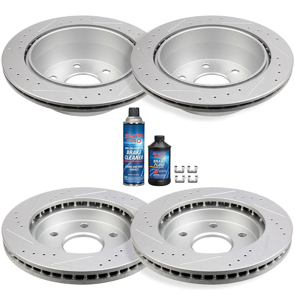 4WD 331mm Front and Rear Drilled Brake Rotors for 1999 - 2004 Ford F-250 F-350