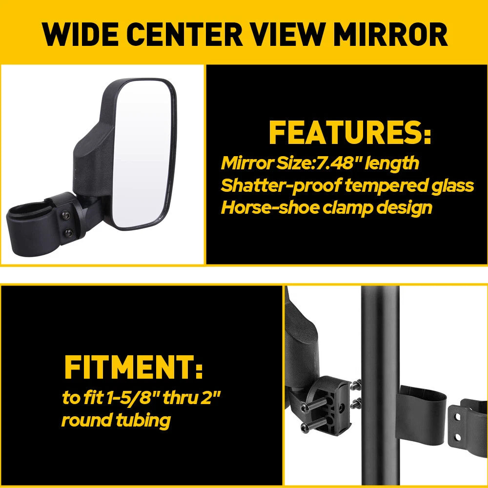 UTV Rear View Side Set Mirrors For Polaris Ranger XP RZR Crew 570 800 900 1000 6B93BC-57