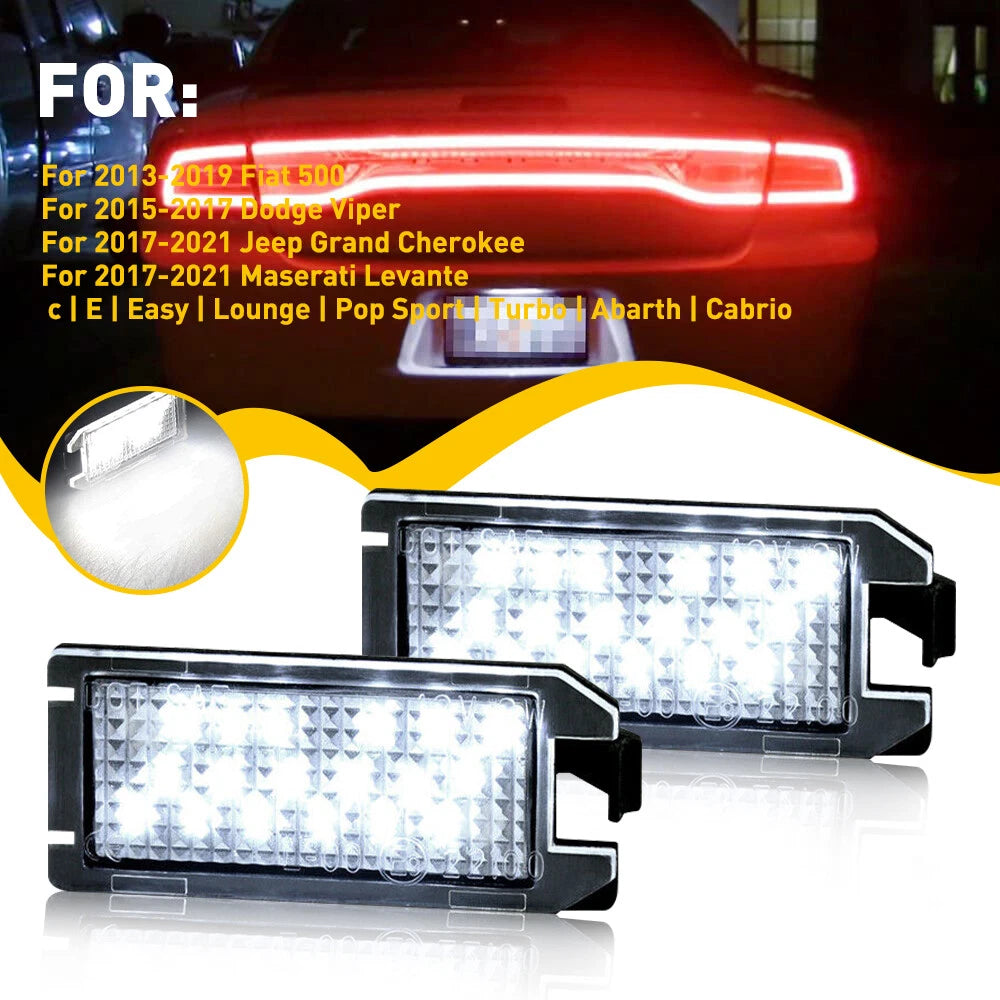 2x Led License Plate Light Rear Bumper Tag Assembly Lamp For 2013-2019 Fiat 500 6B93BC-57