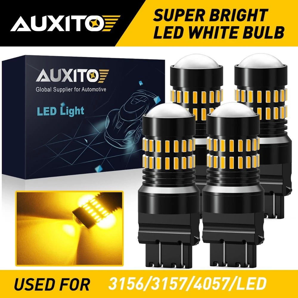 4X AUXITO Turn Signal Light 3156 3157A Amber LED Bulb 48H For Chevy Silverado EC AUXITO