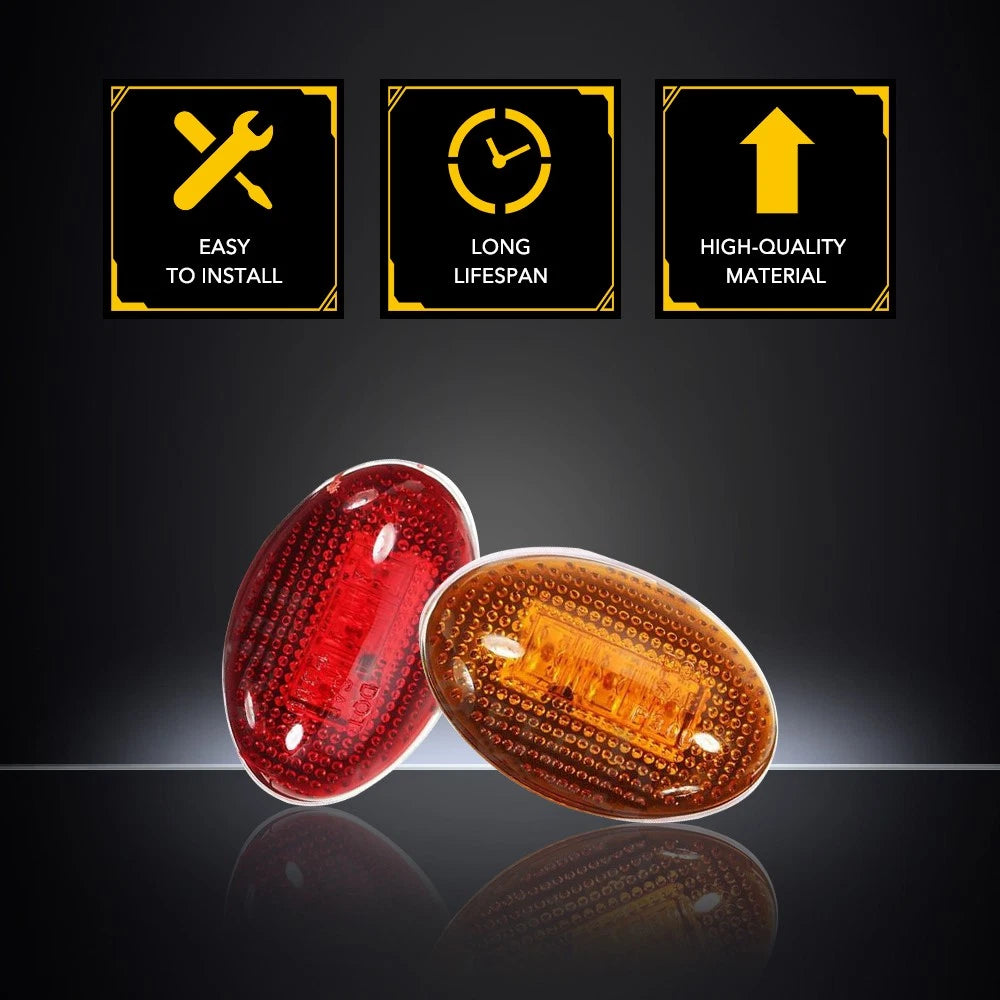 For 99-10 Ford F350 Red Amber LED Dually Fender Marker Lights w/ ID Tail Light 6B93BC-57