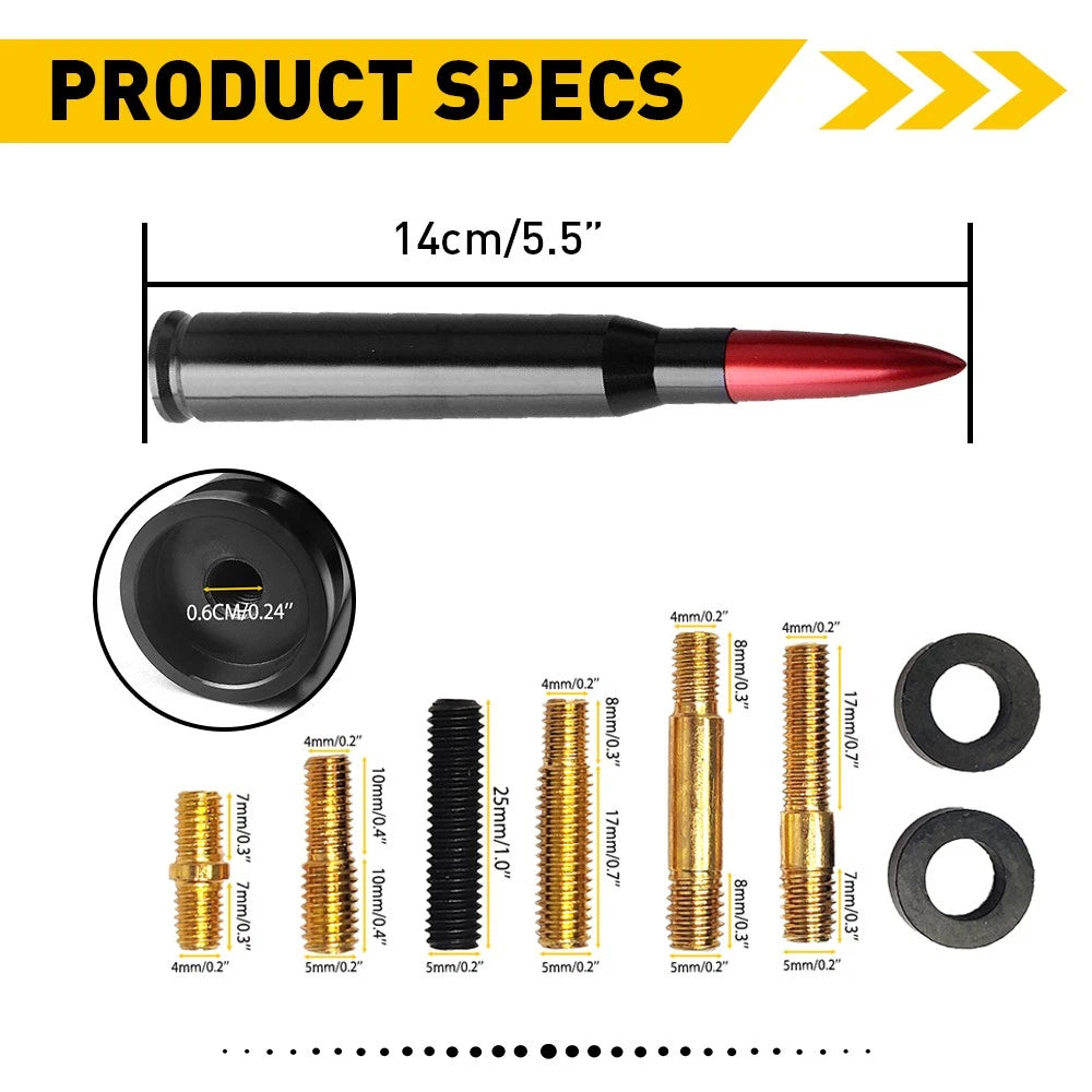 50 Cal Red Bullet Antenna Heavy Gauge CNC Machined Billet Short For Ford F150 EA 6B93BC-57