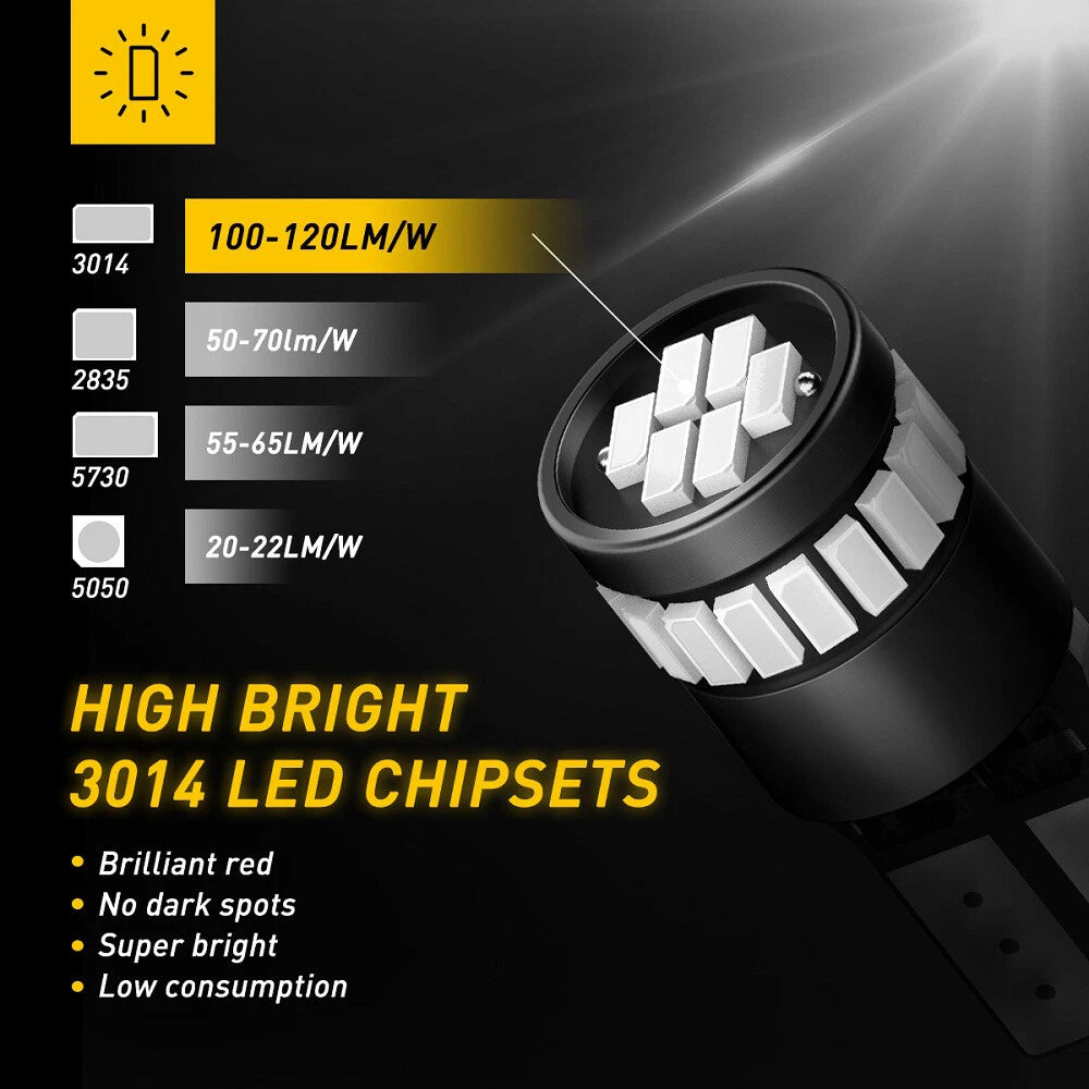 10Pcs Red T10 LED SMD Car Side Marker Interior Light Dome Map Bulbs W5W 194 168 6B93BC-57