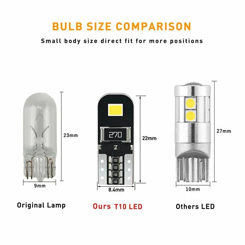 20X Error Free T10 W5W 194 168 2825 LED Interior Wedge Plate Light Bulb EOA 6B93BC-57