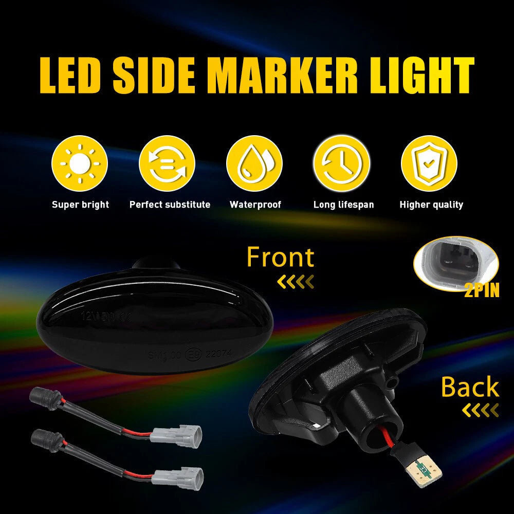 For 2004-09 Mazda 3 LED Front Fender Side Marker Light Turn Signal Lamp Smoked A 6B93BC-57