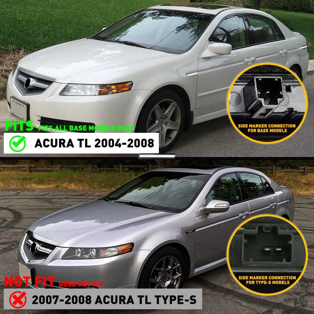 White LED Front Rear Side Fender Marker Lights For 2004-2008 Acura TL Base Smoke 6B93BC-57