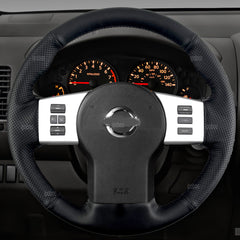 Steering Wheel Wrap For Nissan Frontier 2005-2021 Black Perforated Leather Cover