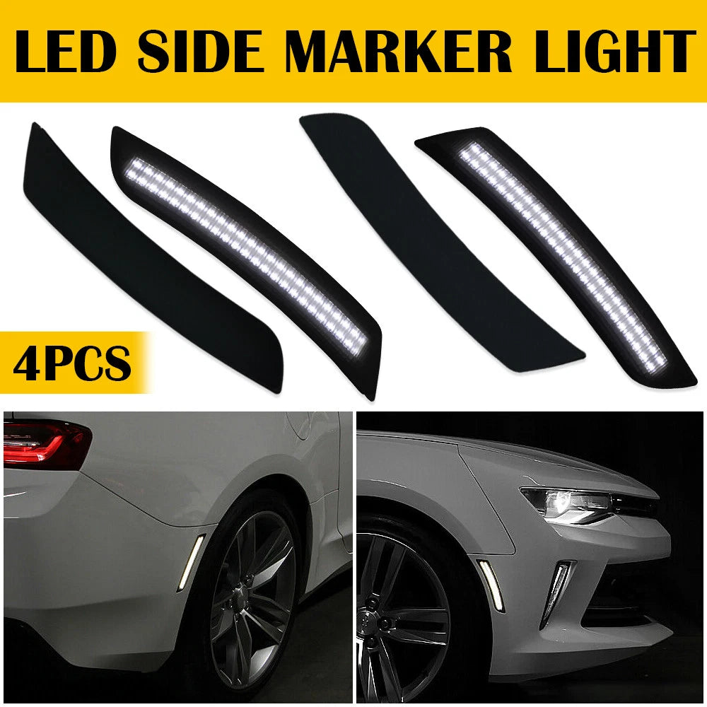 Fits Chevy Camaro 16-21 Smoked LED Side Marker Lights Set Front&Rear Bumper 4PCS 6B93BC-57