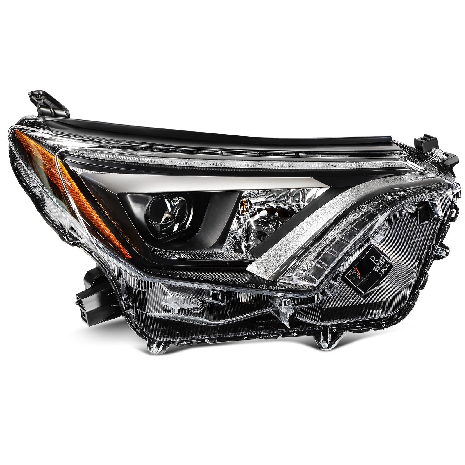 Pair Kit LED Headlights Assembly For 2016-2018 Toyota RAV4 2.5L Black Amber 6B93BC-57