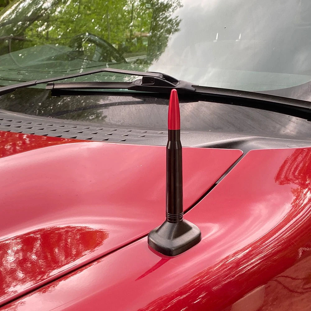 50 Cal Red Bullet Antenna Heavy Gauge CNC Machined Billet Short For Ford F150 EA 6B93BC-57