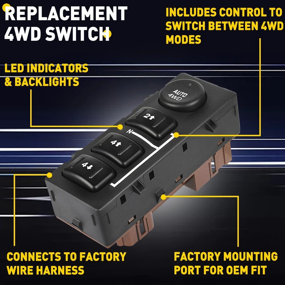 4x4 4WD Selector Control Switch for Chevy Silverado Sierra 1500 03-07 15136039 6B93BC-57
