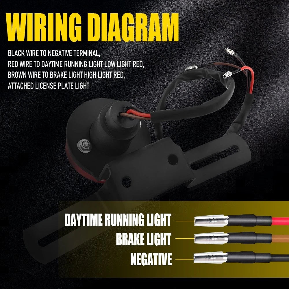 Round Brake Motorcycle LED Tail Light Red For Harley Chopper Bobber Cafe Racer 6B93BC-57