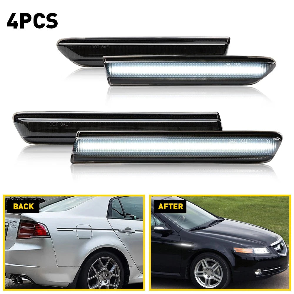 White LED Front Rear Side Fender Marker Lights For Acura 2004-2008 TL base Smoke 6B93BC-57