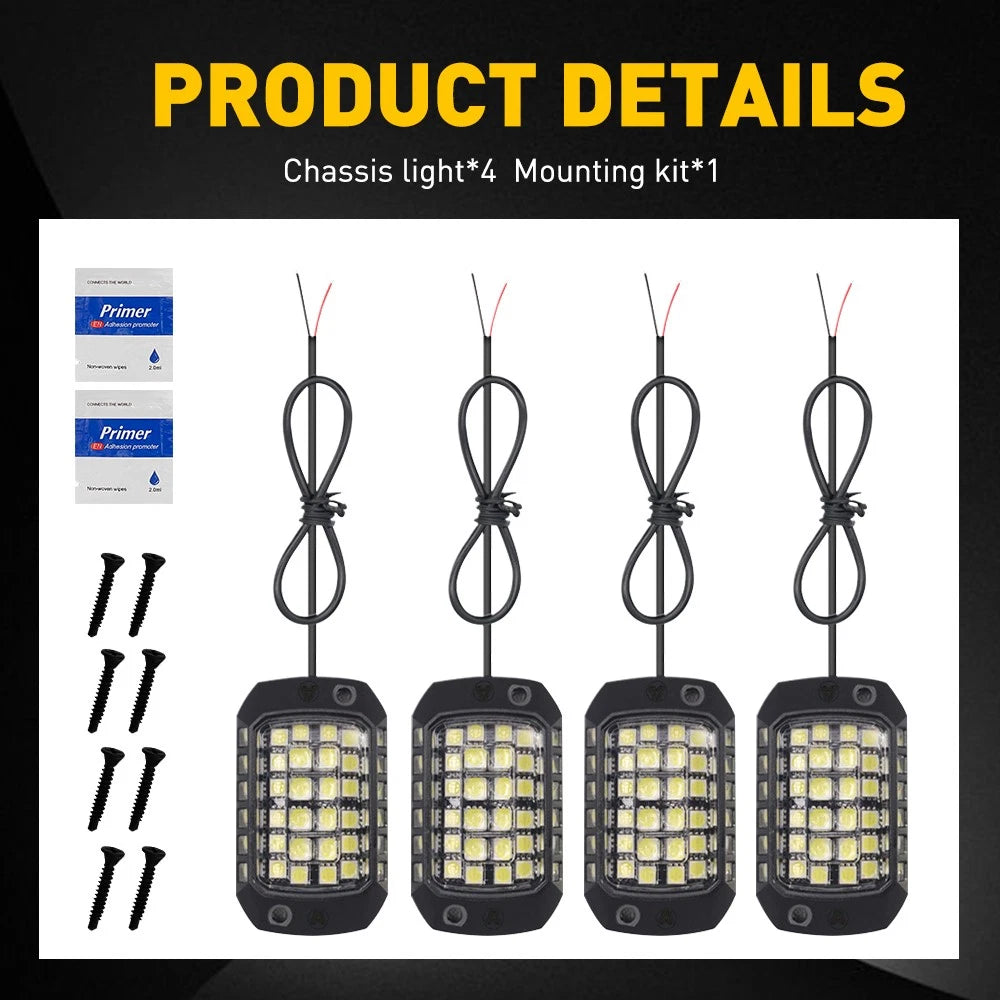 4X Rock Lights Offroad Underglow Neon Light Super Bright White LED Waterproof EA 6B93BC-57