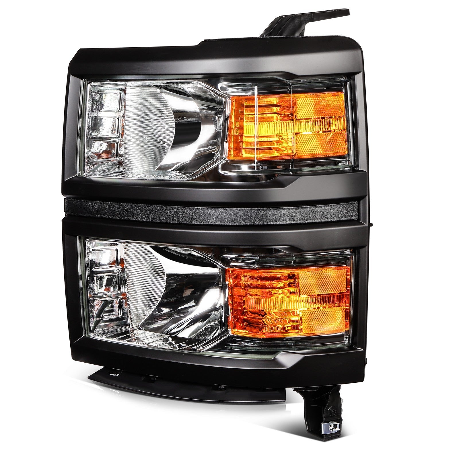 Headlights For Chevy Silverado 1500 2014-2015 Black Housing w/Amber Corner Lamp 6B93BC-57
