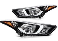 ECCPP Headlights Assembly For Hyundai Elantra 1.8L 2.0L 2014-2016 Pair Black 6B93BC-57