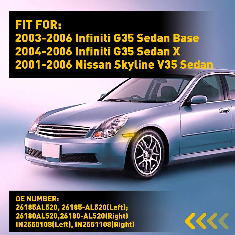 For 2003-2006 Infiniti G35 LED Sedan Side Marker Signal Lights Switchback Lamps 6B93BC-57