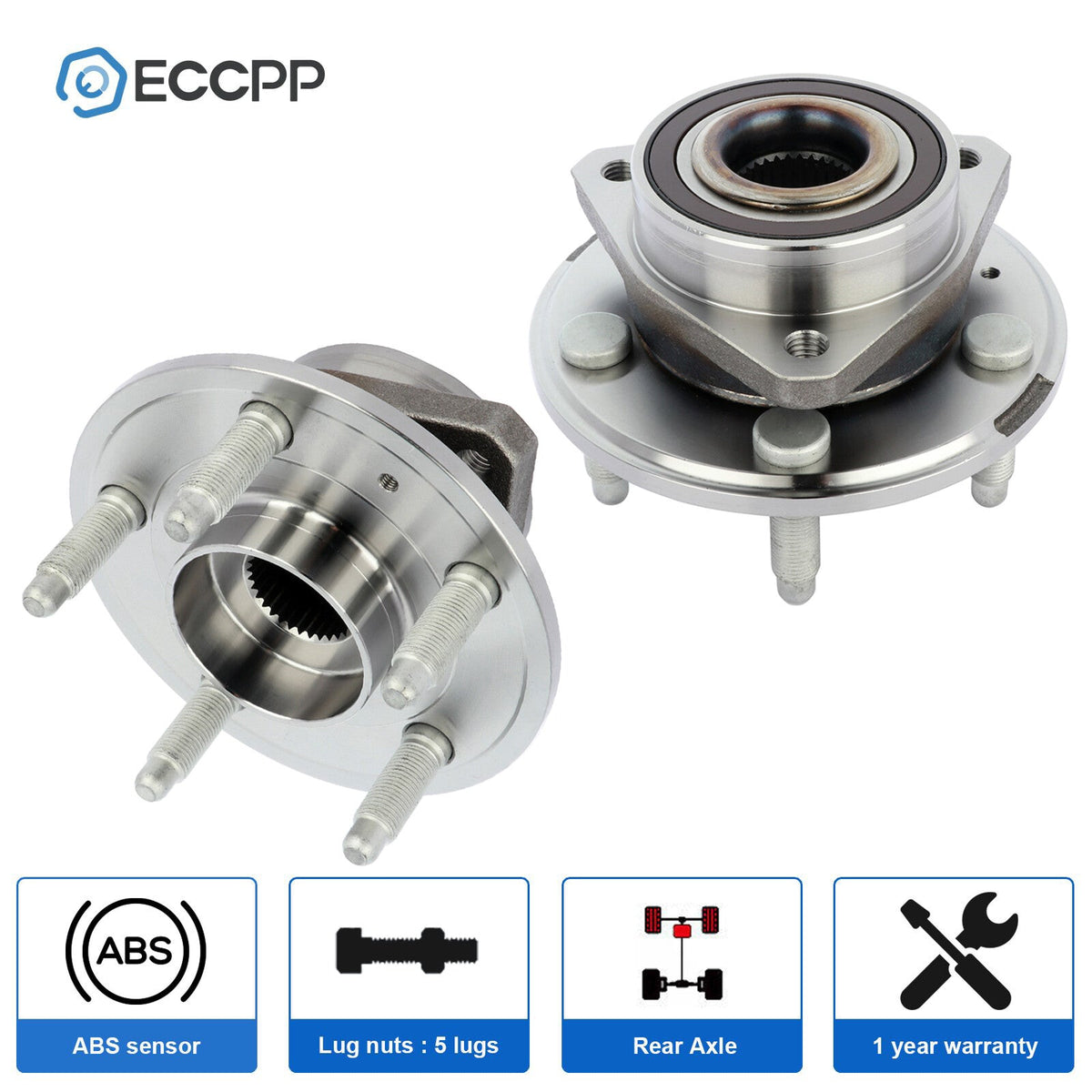 2 Pcs Wheel Hub Bearings Rear For 2010-2016 Chevy Camaro LT LS Manual Trans Only 6B93BC-57