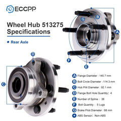 2 Pcs Rear Wheel Hub Bearings Assembly For Ford Edge Taurus Lincoln MKS MKT MKX 6B93BC-57