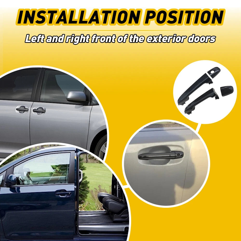 Door Handle Exterior Front LH RH Pair Set Black Fits for Toyota 2011-2016 Sienna 6B93BC-57
