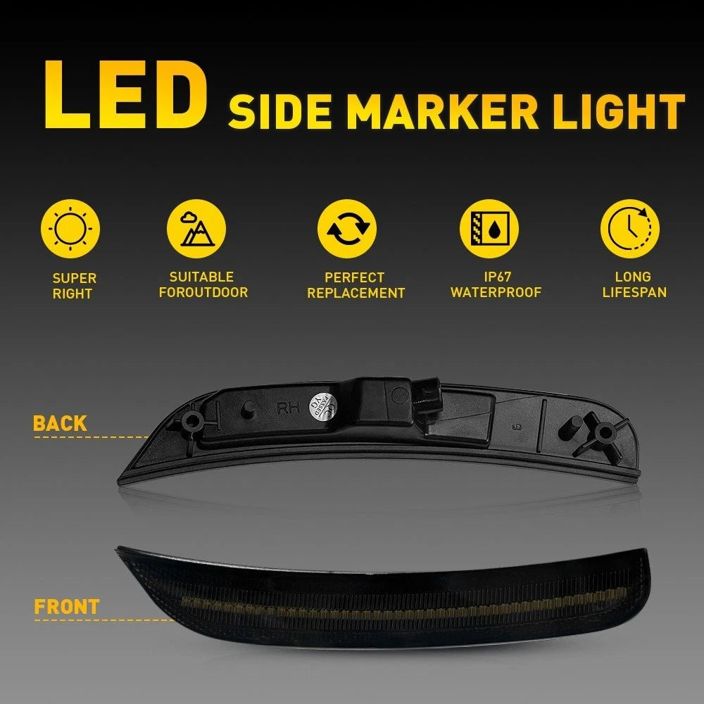 For Chrysler 300 2015-2023 White LED Rear Side Marker Lights Lamps Smoked Lens A 6B93BC-57