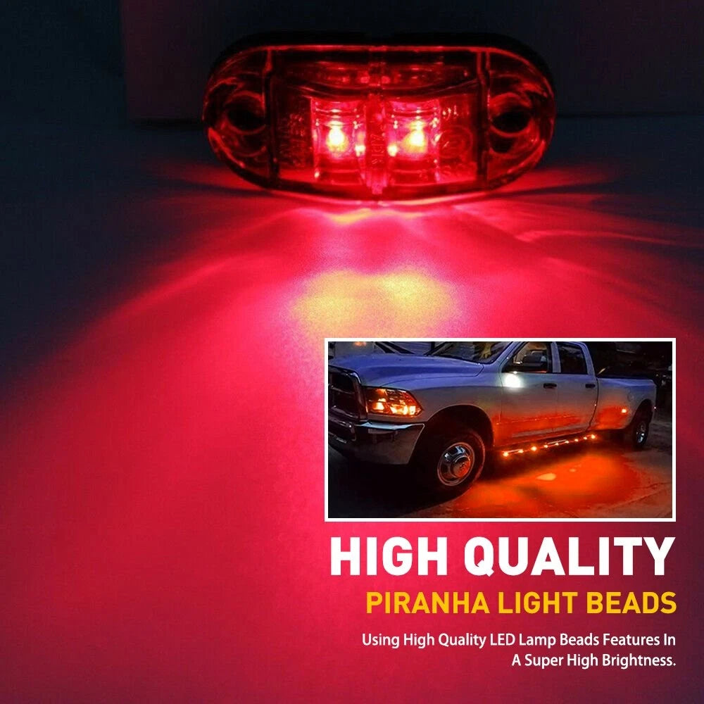 10X Red LED Oval Side Marker Lights Truck Trailer Clearance Light Waterproof EOA 6B93BC-57