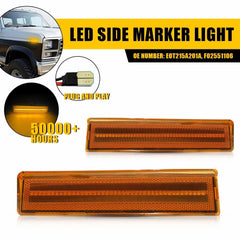 For 1980-86 Ford BRONCO F150 F250 F350 Front Side Amber Fender LED Marker Lights 6B93BC-57