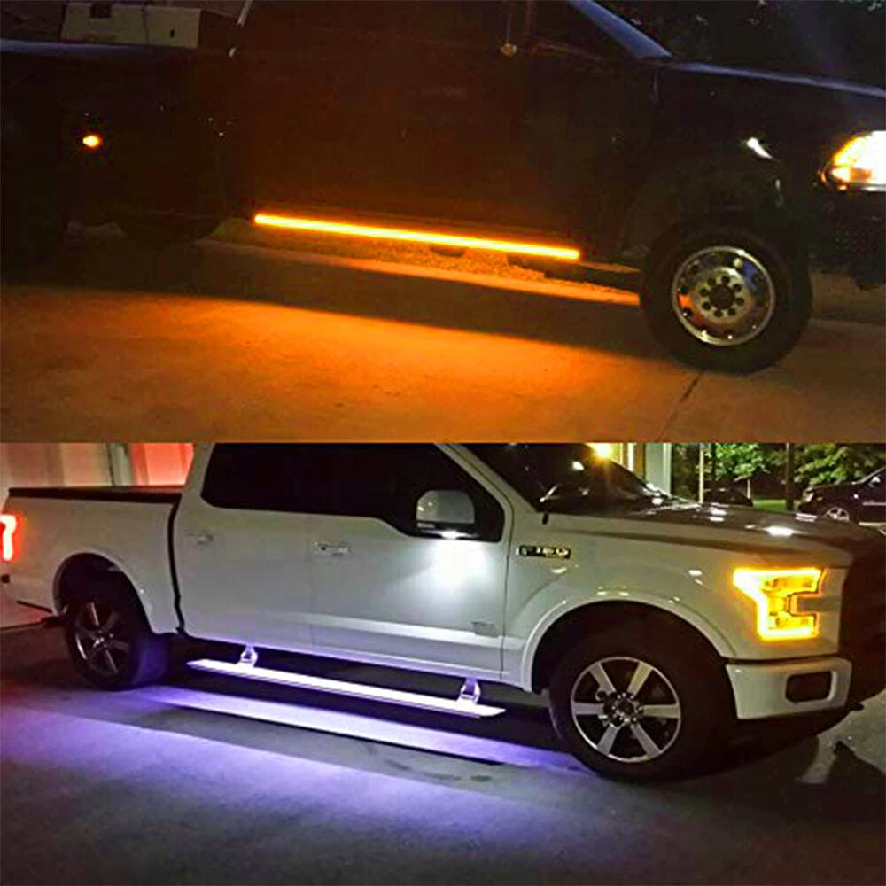 2X 60" LED Running Board Light Side Step Strip Bar White Amber Turn Signal Truck 6B93BC-57
