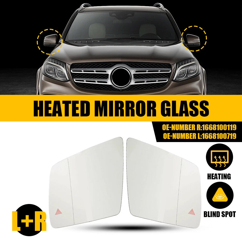 Heated Mirror Glass LH&RH W/Blind Spot For Mercedes-Benz W166 ML G GL GLE GLS EA 6B93BC-57