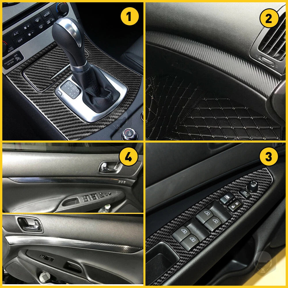 Carbon Fiber Full Interior Kit Cover Trim For Infiniti G37 Sedan 2010-2013 EOA 6B93BC-57