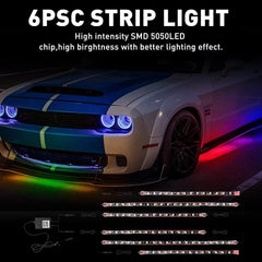 6pcs RGB Dream Color Dreamcolor Underglow LED Kit Car Neon Strip Light Music APP 6B93BC-57
