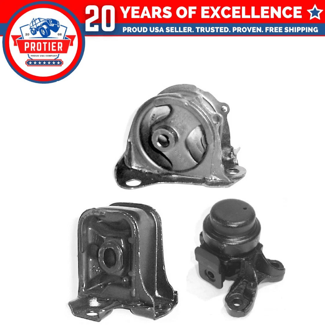 Engine Motor Mount 3PCS Set for 1992-1996 Honda Prelude 2.2L / 2.3L Auto Trans 6B93BC-57