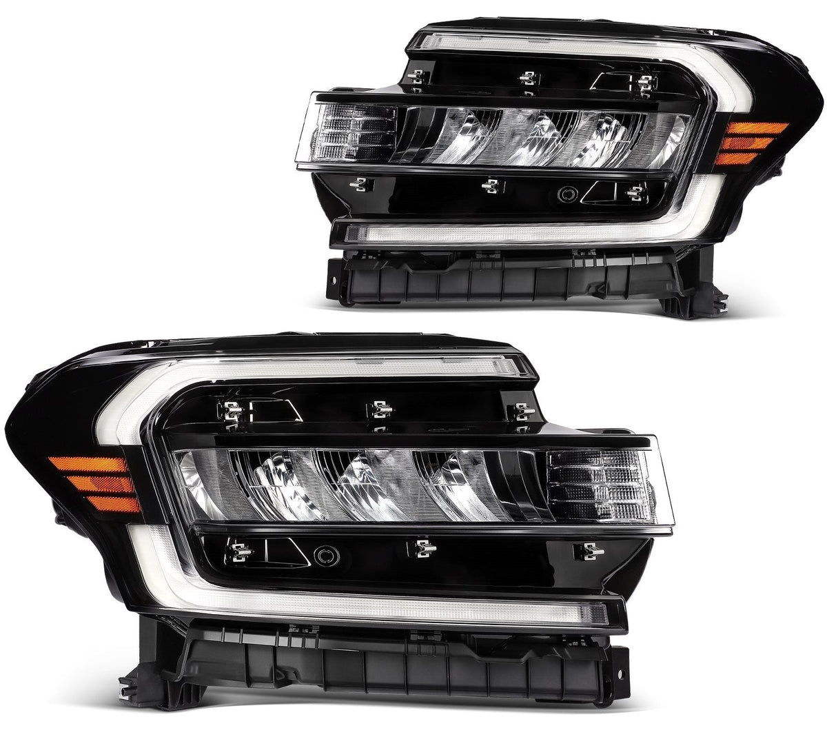 Pair Kit LED Headlights Assembly For 2022-2024 Ford Expedition 3.5L Black Amber 6B93BC-57