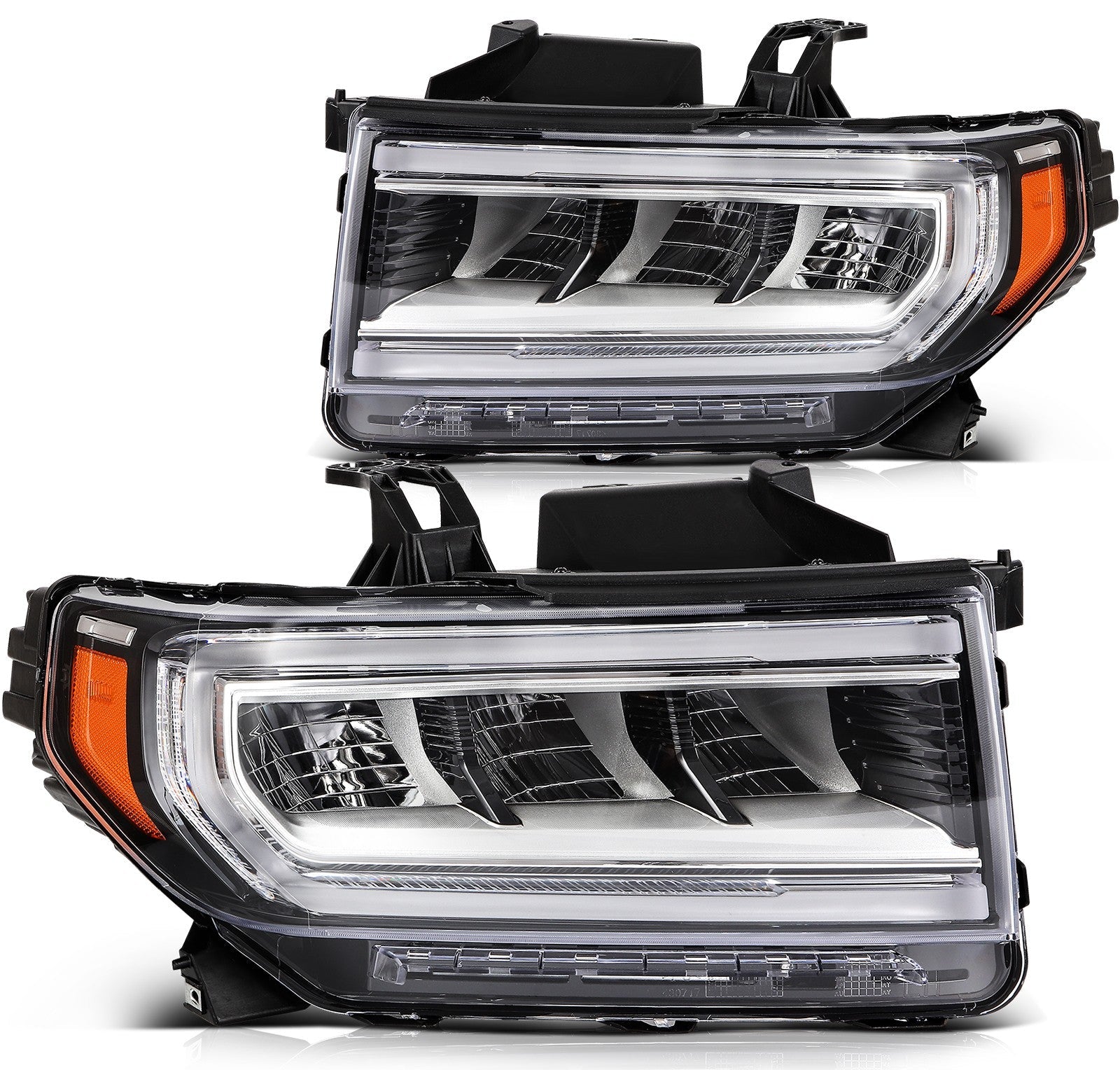 Pair Kit LED Black Headlights Assembly For 2020-2023 GMC Acadia Black Amber 6B93BC-57