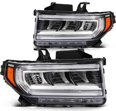 Pair Kit LED Black Headlights Assembly For 2020-2023 GMC Acadia Black Amber 6B93BC-57