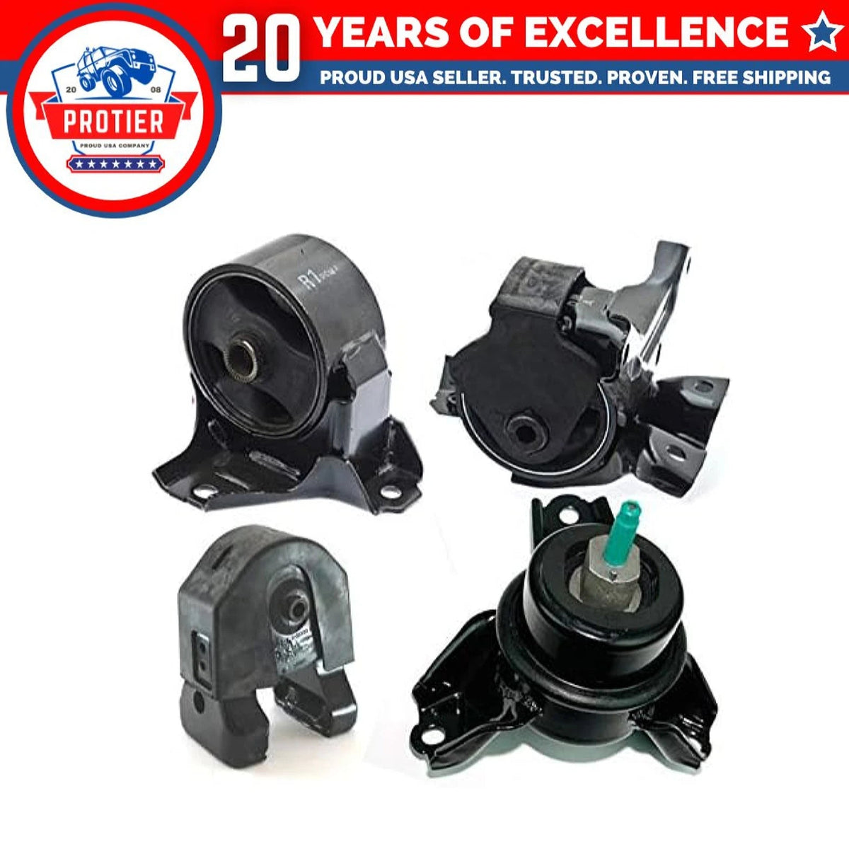 Fits 2009-2010 Hyundai Sonata 3.3L Engine Motor & Trans Mount Set 4pcs : A7162, 6B93BC-57